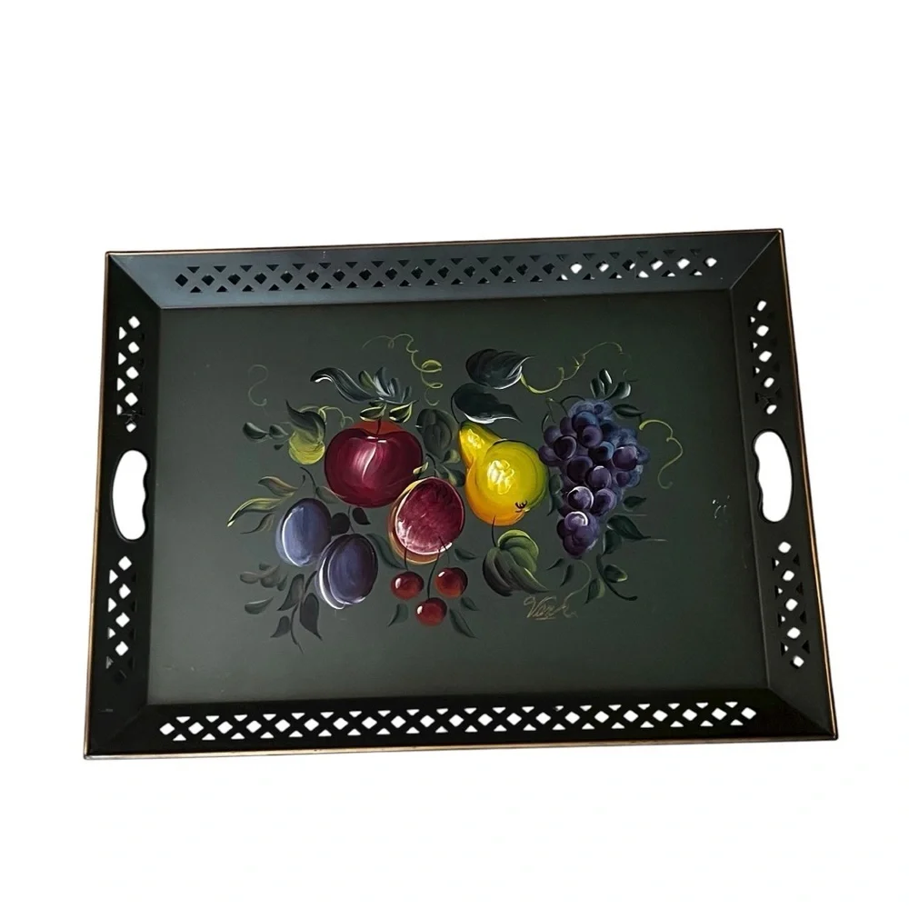 Nashco Hand Painted Tole Tray Signed
